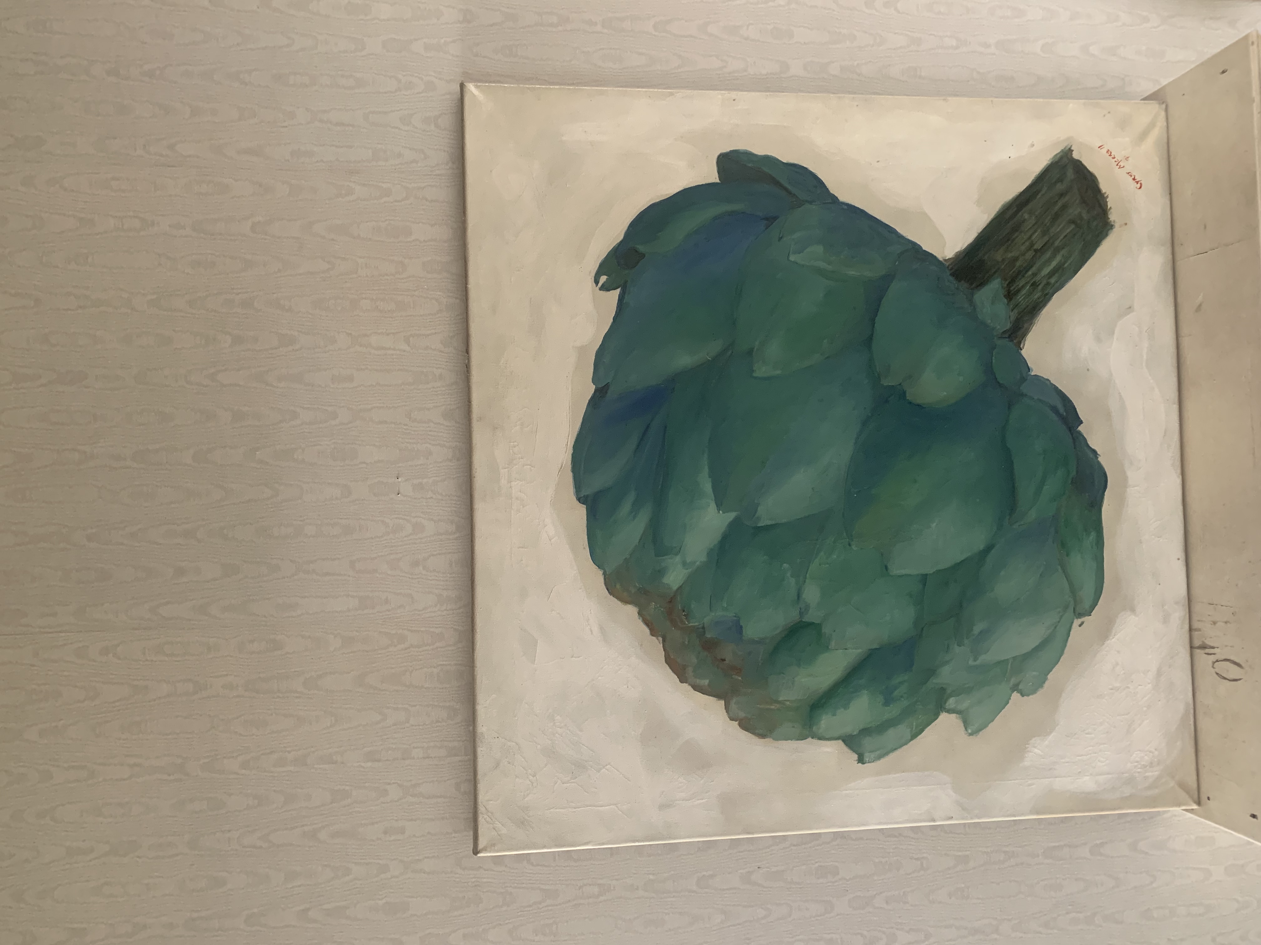 Large Still Life of Artichoke- Oil On Canvas, Signed By Artist