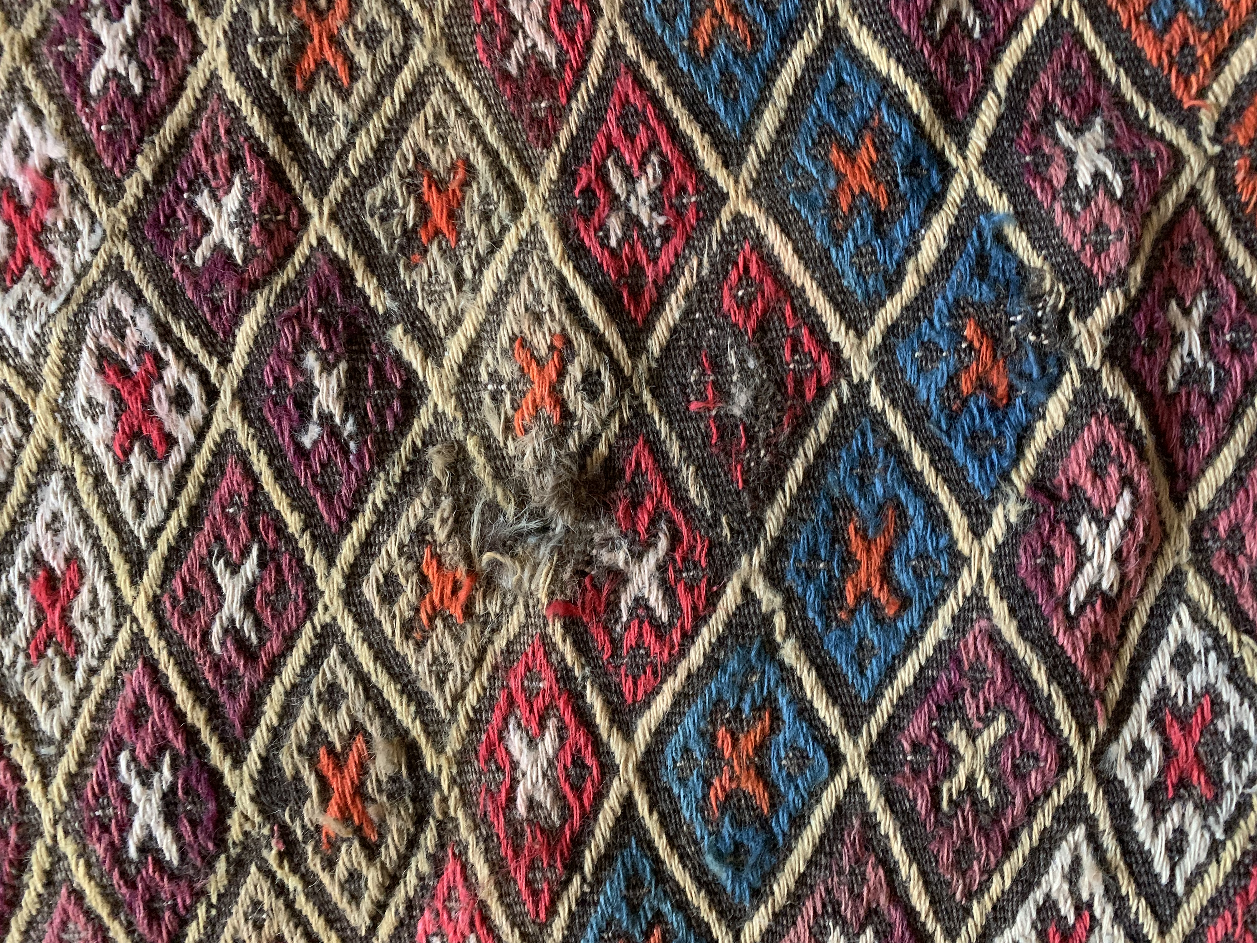 Rare c1900 Antique Persian, Kurdistan Tribal Kilim. - Image 4 of 4