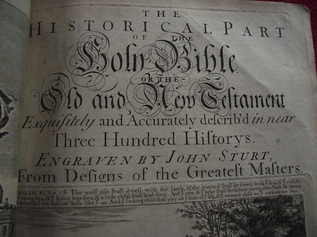 1736 Holy Bible - 132 pages of Engravings - John Sturt + Maps ""Sacred Geography"" - Image 2 of 59