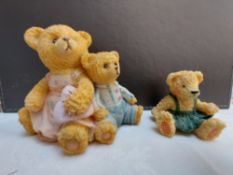 2 x ornaments. Bear in green skirt, pink and blue dressed bears