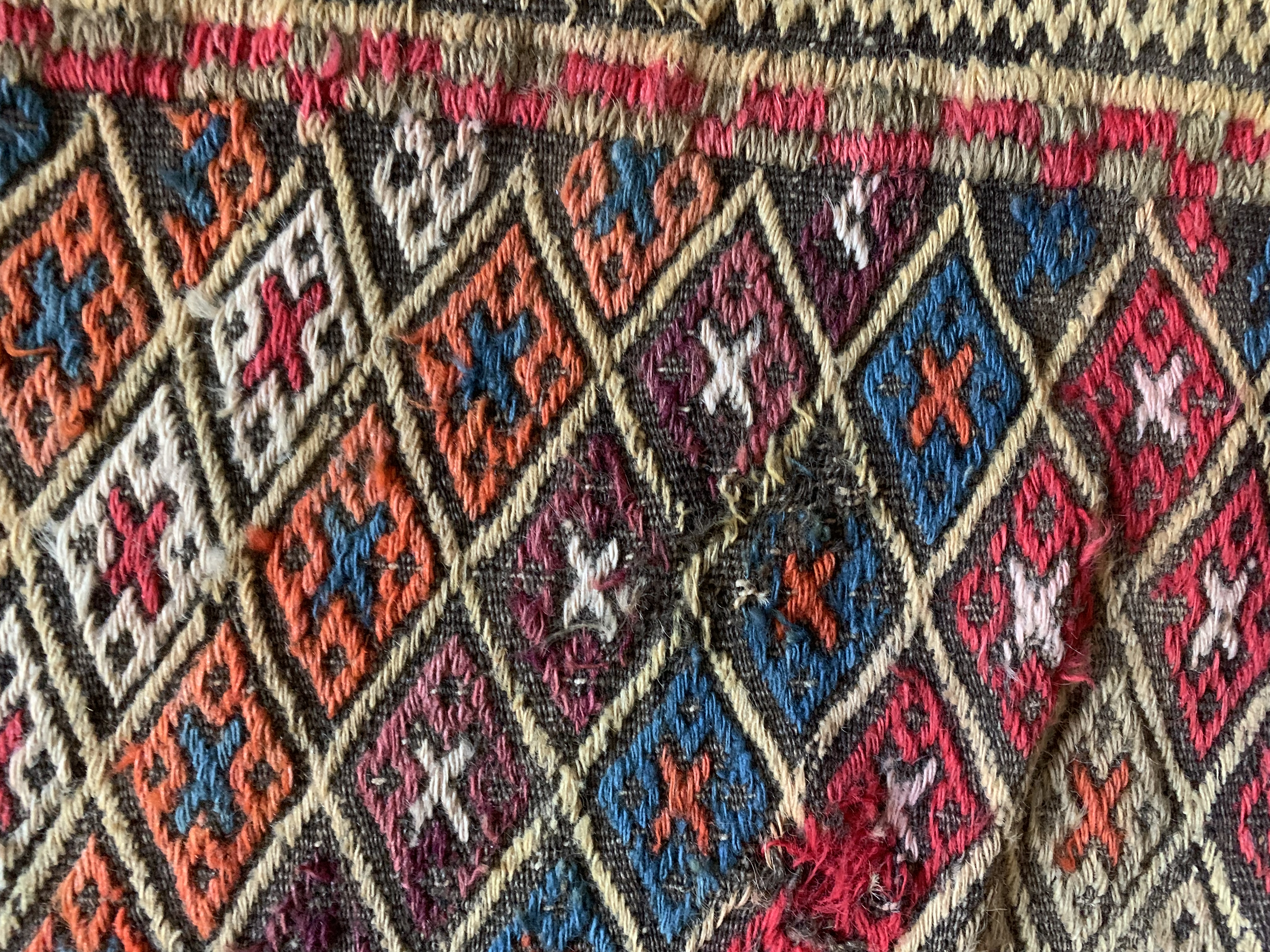 Rare c1900 Antique Persian, Kurdistan Tribal Kilim.