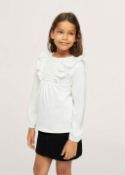 Brand new Mango Long sleeved t-shirt with ruffles (SIZE 9 -10)