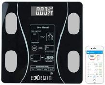 10 x Exeton, Body Weighing Scale, Bluetooth Smart, Body Fat, BMI, 180kg/396lbs, USB Rechargeable