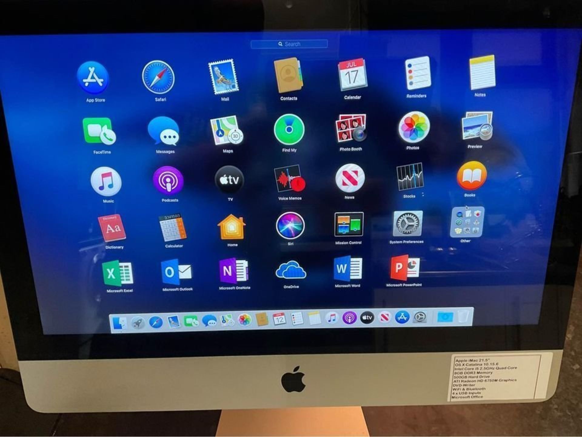 Apple iMac 21.5” OS x Catalina Intel Core I5 Quad Core 8Gb Ddr3 500Gb HD Radeon Office