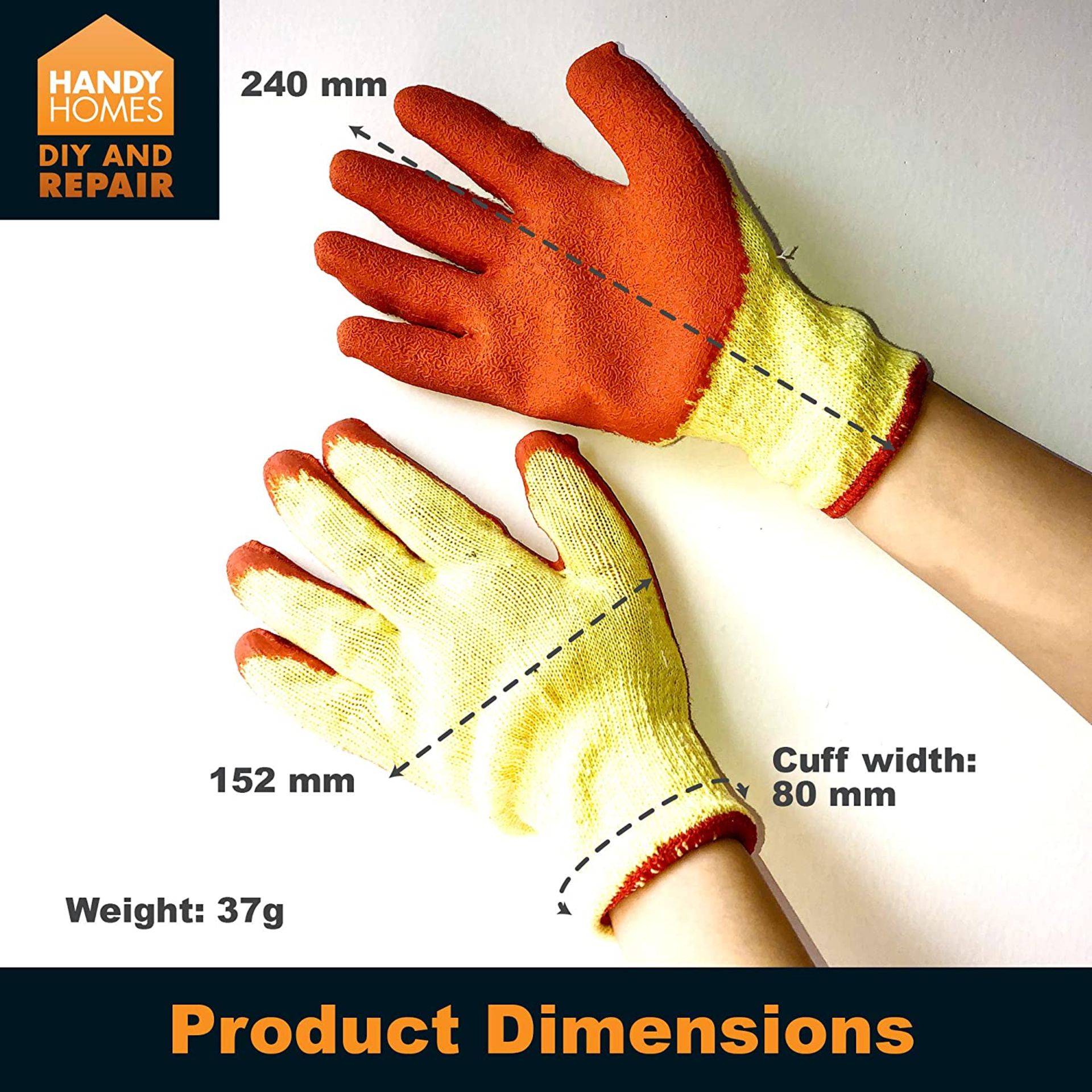 4 x Pairs of Non Slip Work Gloves