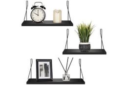 Set Of 3 Black Floating Shelves