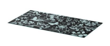 (105/Mez) Glass Ornate Butterfly/Floral Black Table With Legs. Dimensions: (Table Top - 150x 80x...