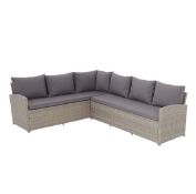 (2/Mez) RRP £850. Matara Grey Rattan Corner Garden Sofa Set. Ideal For Indoor & Outdoor Use. Cons...
