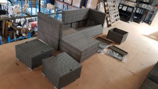 (98/Mez) Alexandria Corner Sofa Rattan Furniture Parts with 1x Long Cushion (Incomplete, No Fixin...