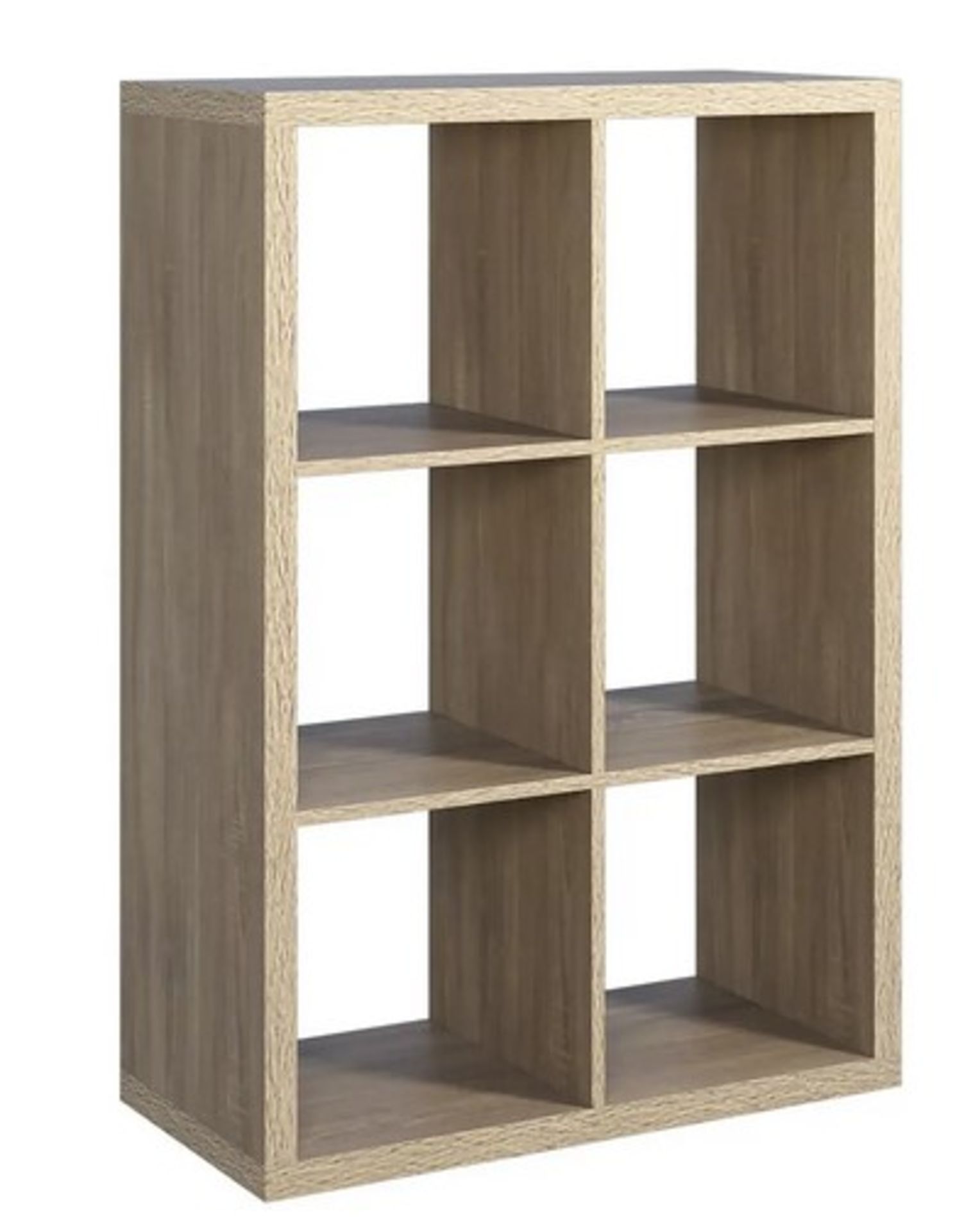 (30/Mez) RRP £55. Living Elements Clever Cube 2x3 Cube Storage Sanoma Oak Finish. (Damage To Box)...