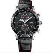 Hugo Boss 1513390 Men's Rafale Black Leather Strap Chronograph Watch