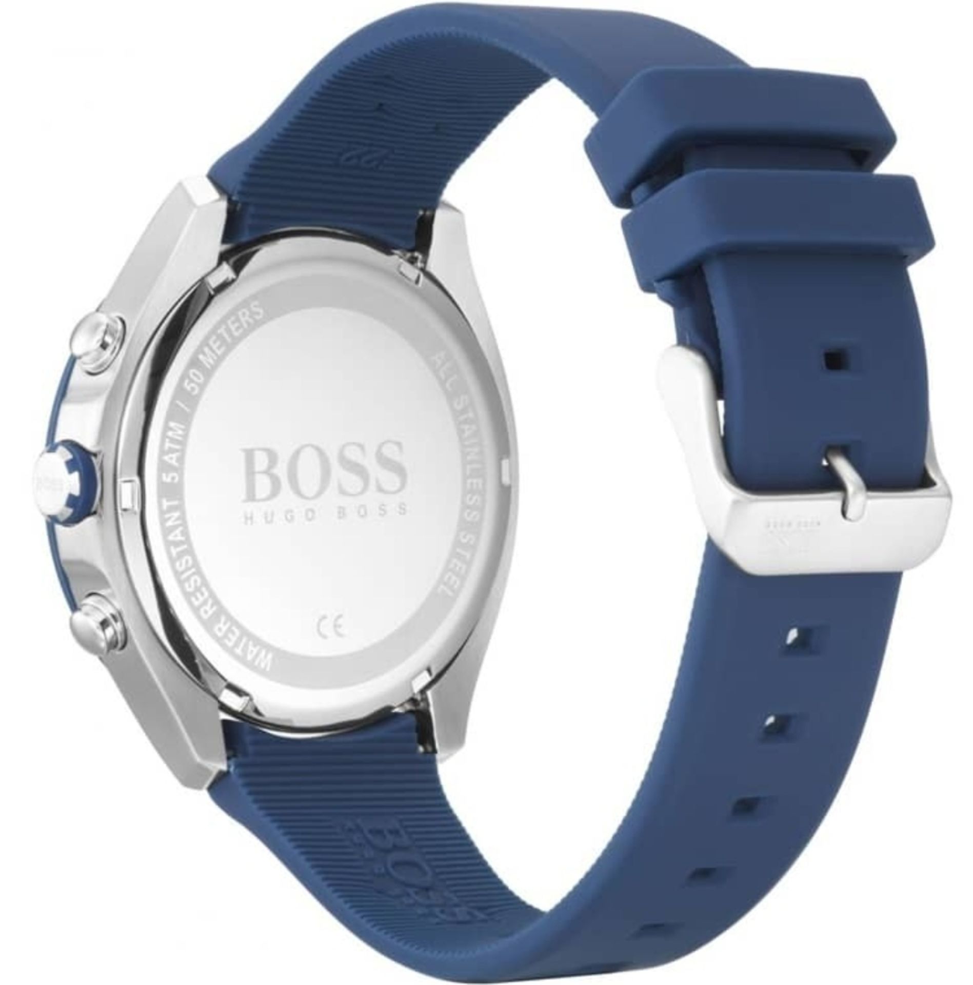 Hugo Boss 1513717 Men's Velocity Blue Rubber Strap Quartz Chronograph Watch - Image 8 of 11