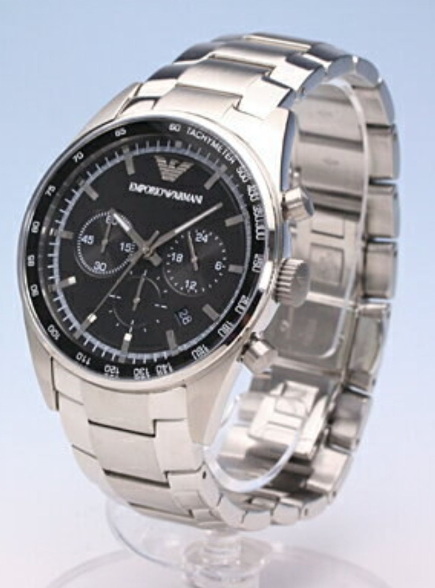Emporio Armani AR5980 Men's Sportivo Black Dial Silver Bracelet Quartz Chronograph Watch - Image 7 of 8
