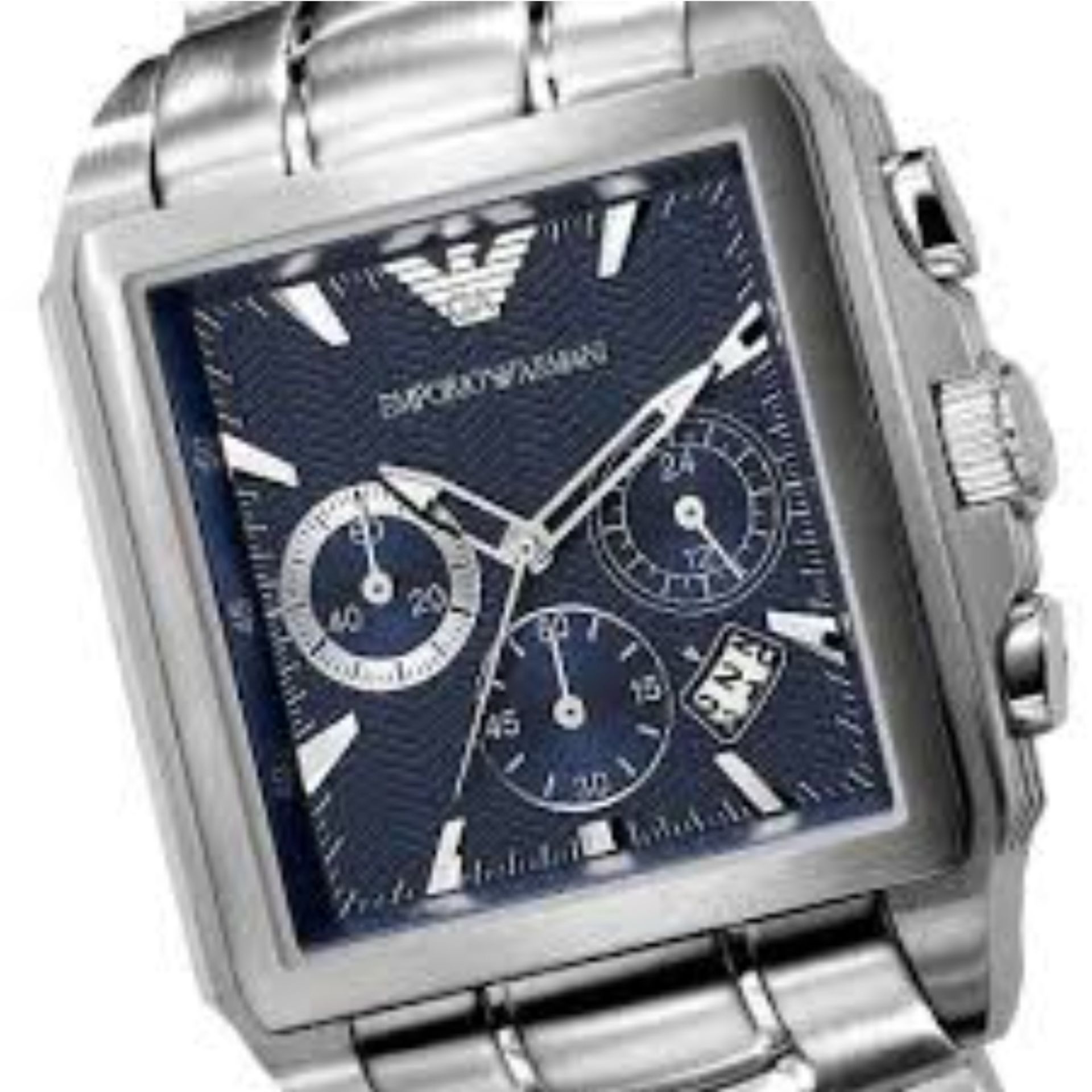 Emporio Armani AR0660 Men's Square Dial Silver Stainless Steel Bracelet Chronograph Watch - Image 3 of 5