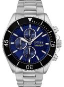 Hugo Boss 1513704 Men's Ocean Edition Blue Dial Silver Bracelet Chronograph Watch