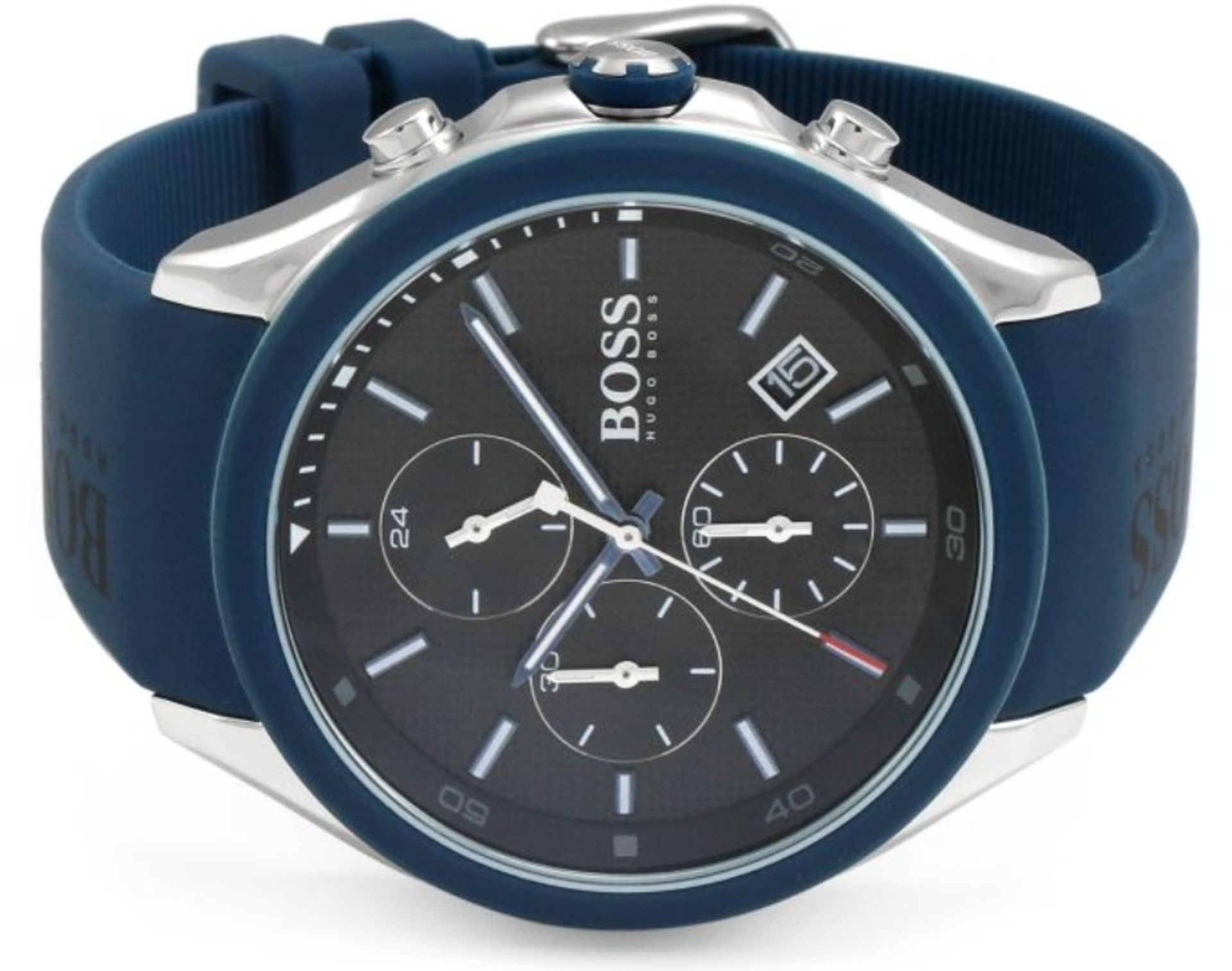 Hugo Boss 1513717 Men's Velocity Blue Rubber Strap Quartz Chronograph Watch - Image 3 of 11