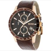 Hugo Boss 1513392 Men's Rafale Brown Leather Strap Chronograph Watch