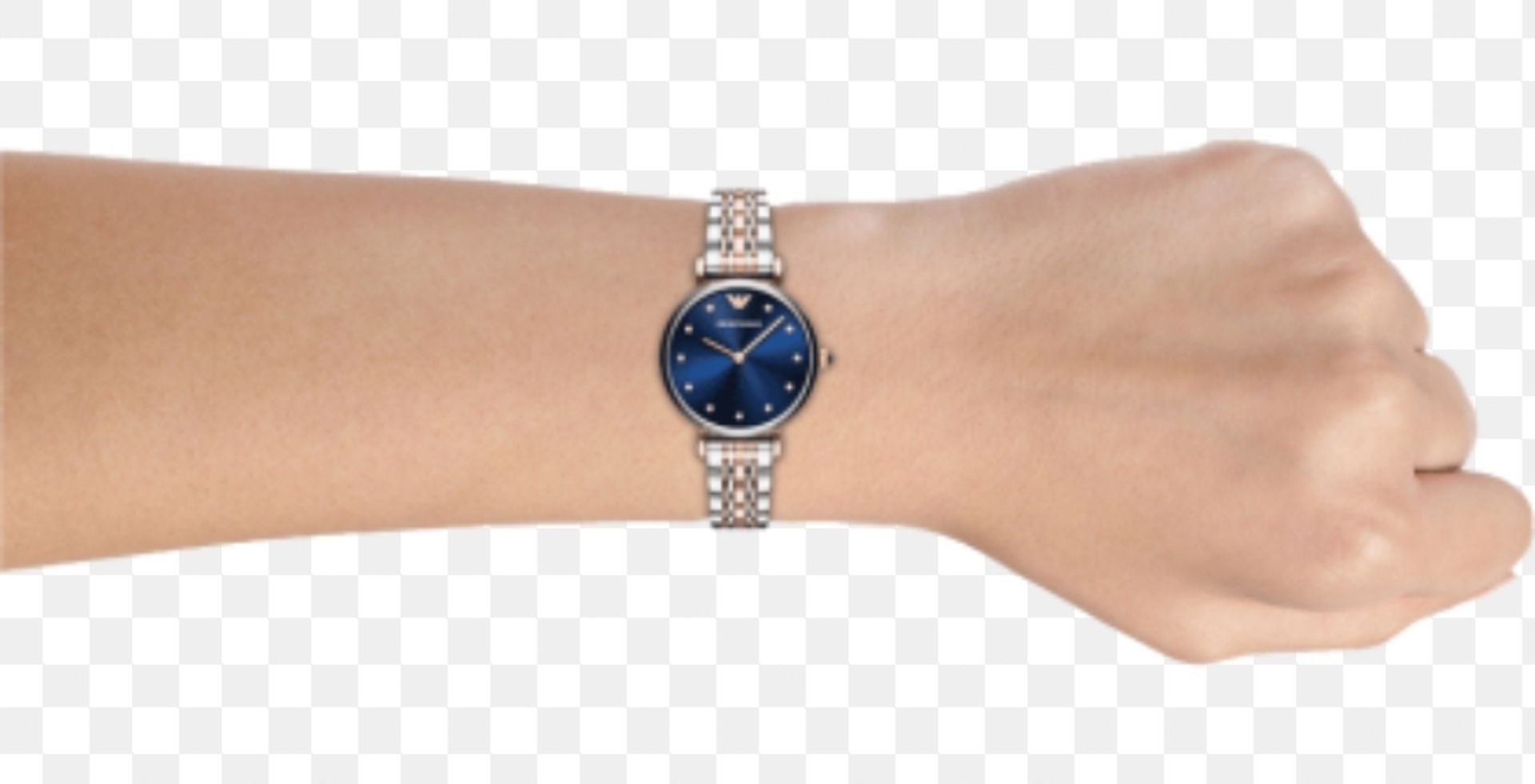 Emporio Armani AR11092 Ladies T-Bar Rose Gold & Silver Bracelet Quartz Designer Watch - Image 5 of 9