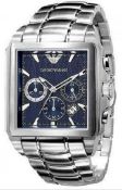 Emporio Armani AR0660 Men's Square Dial Silver Stainless Steel Bracelet Chronograph Watch