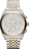 Emporio Armani AR0396 Men's two Tone Gold & Silver Quartz Chronograph Watch