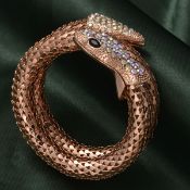 New ! Rose Gold Tone Mystic White Crystal & Simulated Black Spinel Snake Bracelet