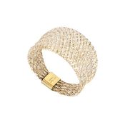 New Italian Made 9K Yellow Gold Domed Stretchable Ring