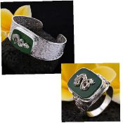 New Royal Bali Collection Green Jade Dragon Cuff Bangle & Ring