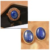 New Lapis Lazuli Ring in Bronze & Lapis Lazuli Earrings