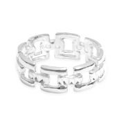 New Viale Argento Sterling Silver Square Link Chain Ring