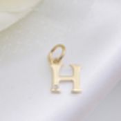 New 9K Yellow Gold Diamond Initial H Pendant