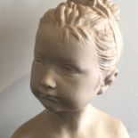 A Parian Bust of a Young Lady Sat on a Blue Porcelain Circular Base