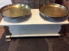 Marble Boulangerie Scales, 19th Century Antique Kitchen Weighing Bakery