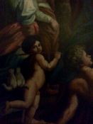 Scarce Large Oil on Canvas Depicting Biblical Scene Mounted With a Gilt Frame