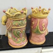 A Good Pair of Anthropomorphic Ceramic Vases of Caltagirone Sicily Origin