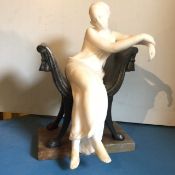 A Superb Sculpture of a Seated Woman By Antonio Frilly Late 19th-Century Work