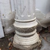 Marble Fluted Column With Intricate Carved Foliage Design Circular Top and Hexagon Base