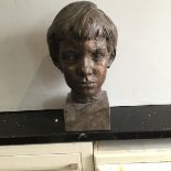 A Resin Bust Created By Franta Belsky of a Young Boy Signed F Belsky
