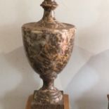 A Quality Pair of Mottled and Nicely Graved Marble Urns
