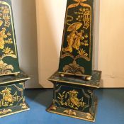 Scarce Pair of Tin Chinese Style Obelisks Traditional Decoration