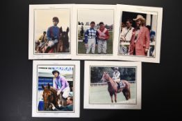 Horse racing photographs, with Henry Cecil etc, original signatures