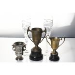 Set of 3 trophies & crystal, from the Lester Piggott collection.