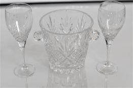 Crystal ice bucket & flutes, from the Lester Piggott collection.