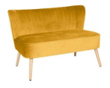 (32/R3/P) RRP £145. Cocktail Sofa Ochre. Velvet Fabric, Rubber Wood Legs. Dimensions: (H72x W110x...