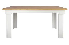 (116/P) RRP £190. Diva Dining Table Ivory. Grey Finish With Oak Effect Top. Detailed Frames And S...