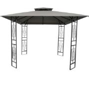 (94/P) RRP £200. Gazebo With Ornate Panels Grey. Powder Coated Steel Frame. Dimensions: (H270x W3...