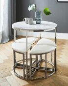 (122/5F) RRP £409.99. Milan Hideaway Spacesaving Dining set Marble / Chrome (ZU215PS). Dimensions...