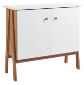 (76/P) RRP £300. House Beautiful Milly Sideboard. White Top And Doors. Solid Oak Legs. Dimensions...