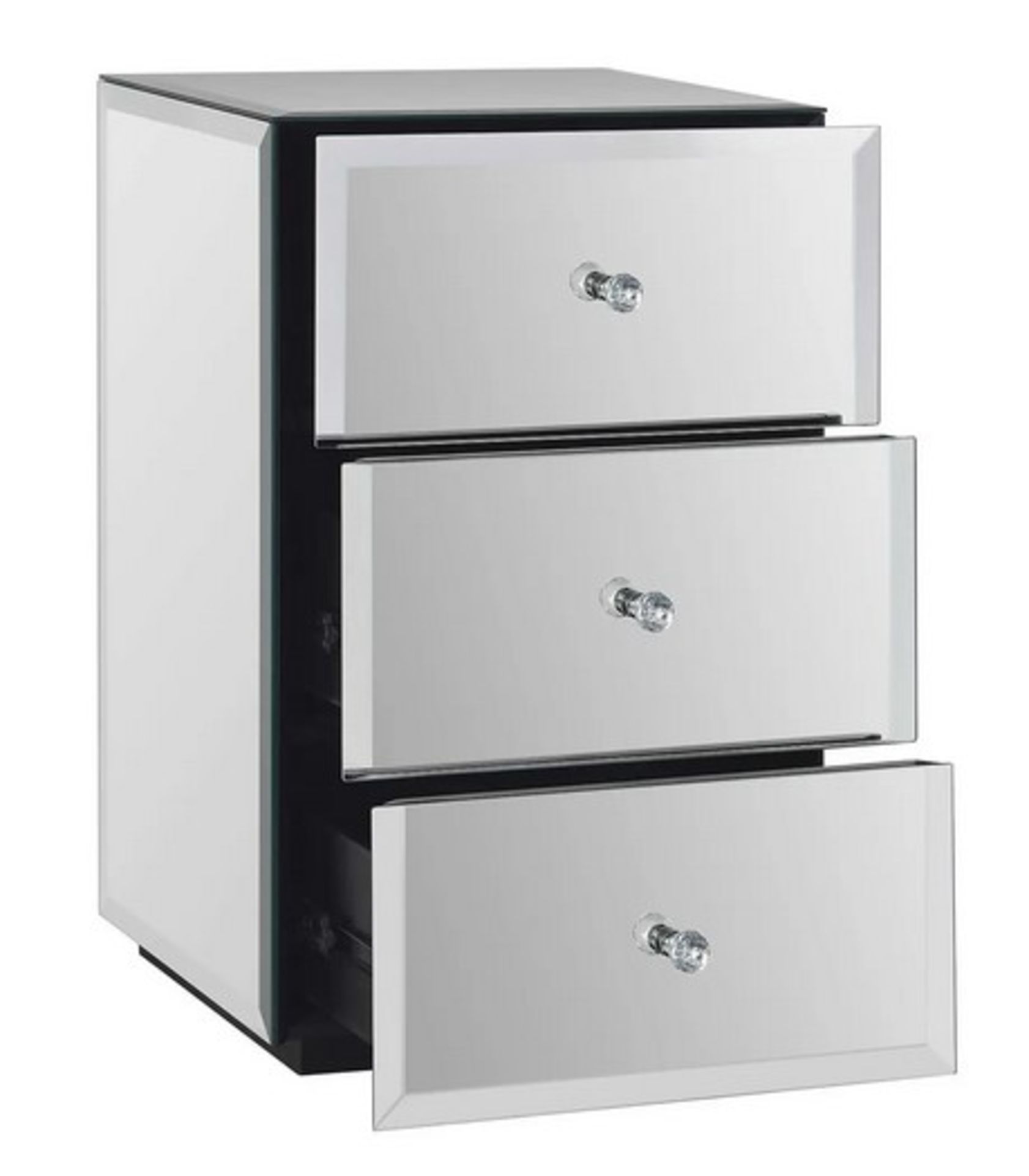 (33/R3/P) RRP £150. Mandy Mirrored 3 Drawer Bedside Table. Beautiful Mirrored Furniture With Beve... - Image 2 of 6