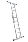 (105/P) RRP £125. Rhino 5 In 1 Aluminium Combination Ladder. 150Kg Load Rating. 2.75M Scaffold Re...