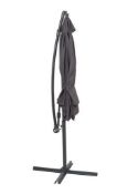 (99/P) RRP £110. 3M Overhanging Parasol Dark Grey. Powder Coated Steel Frame With Polyester Fabri...